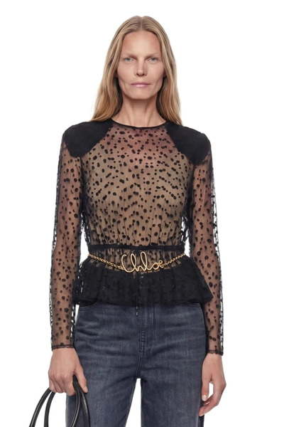  Dot Print Tulle Top 