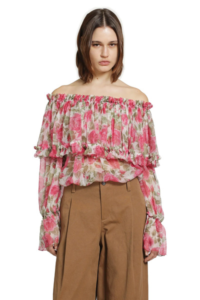  Off-the-shoulder Silk Top 