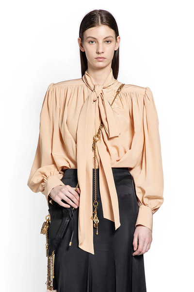  Oversized Gathered Lavallière Blouse 