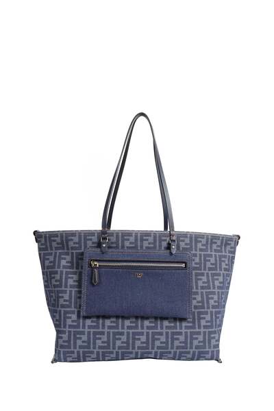  Ff Denim Jacquard Reversible Tote Bag 