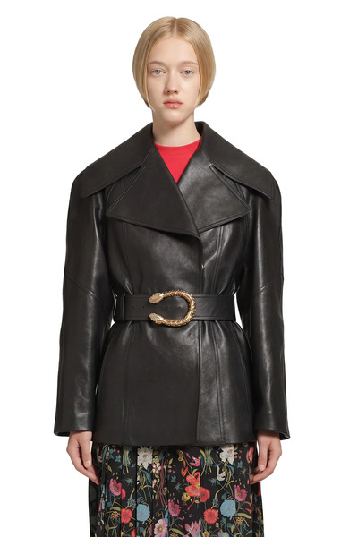  Belted Leather Nappa Trench Coat 