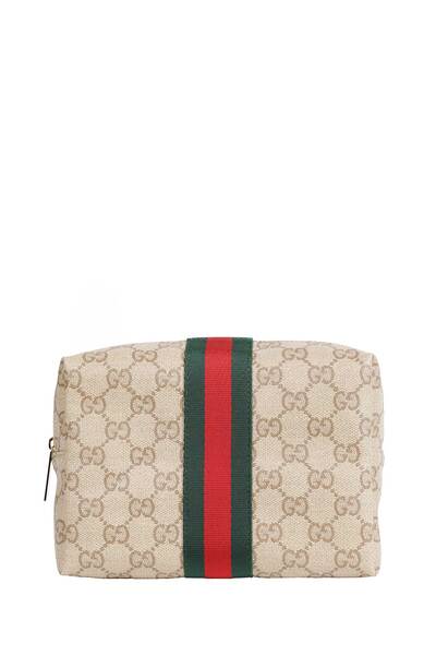  Coated Gg Canvas And Web Cosmetics Case 