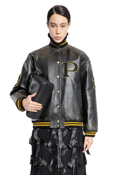  Leather Bomber Jacket With Patch 