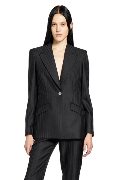  Wool Pinstripe Dv Blazer 