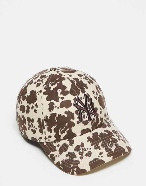  47 Brand Gorra De Béisbol Marrón Y Blanca Con Estampado De Vaca Y Detalle De Los Ny Yankees Clean Up De 47 Brand-multicolor 