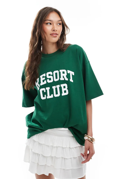  4th & Reckless Camiseta Verde Extragrande Con Estampado Gráfico resort Club Descolorido De Algodón De 4th & Reckless-blanco 