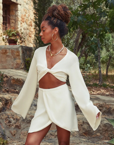  4th & Reckless Falda Blanca De Punto Transparente Coast Fine De 4th & Reckless X Amaka Hamelijnck (parte De Un Conjunto)-blanco 