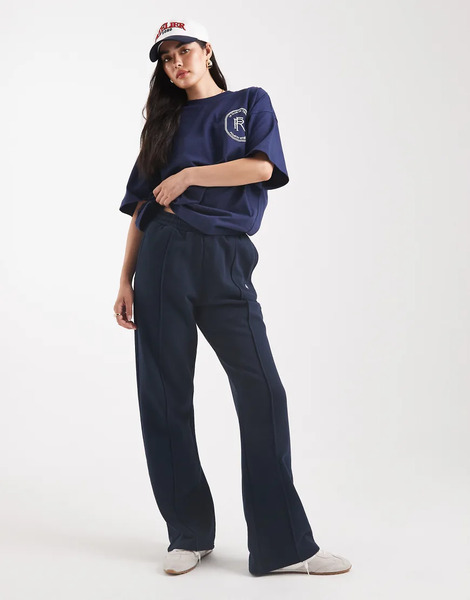  4th & Reckless Joggers Azul Marino De Pernera Ancha Con Detalle De Costura Y Logo Bordado De Algodón De 4th & Reckless 