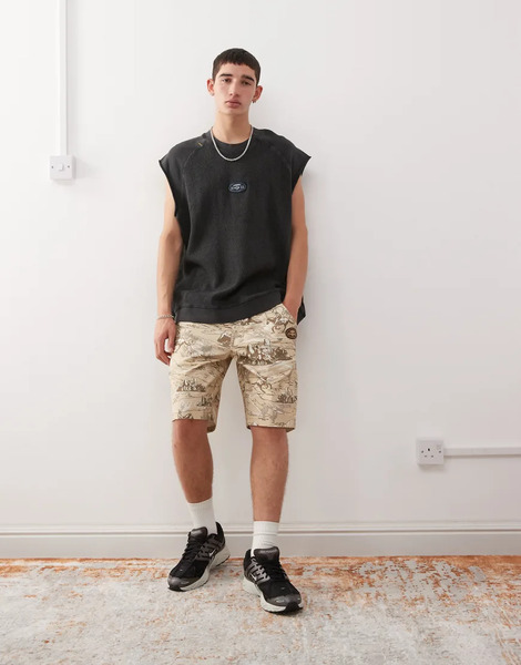  Aape By A Bathing Ape® Pantalones Cortos Beis De Estilo Worker Carpintero Con Estampado Wéstern De Aape By A Bathing Ape (parte De Un Conjunto)-marrón 