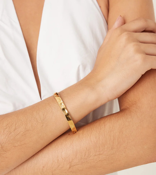  Abbott Lyon Brazalete Ajustable Con Diseño Repujado De Acero Inoxidable Resistente Al Agua Chapado En Oro De 18 Quilates De Abbott Lyon-dorado 