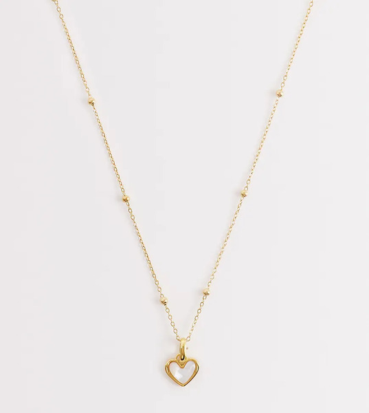  Abbott Lyon Collar Dorado De Acero Inoxidable Chapado En Oro De 18 Quilates Con Colgante De Corazón De Cuarzo Blanco De Abbott Lyon 