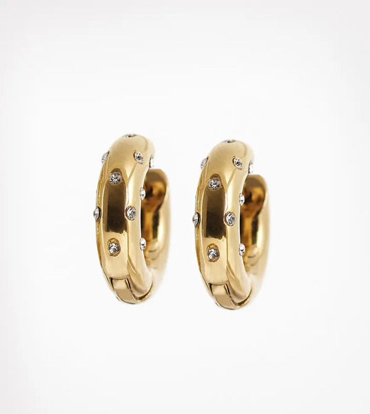  Abbott Lyon Pendientes De Aro Dorados Con Abalorios De Lunares De Acero Inoxidable Chapados En Oro De 18 Quilates De Abbott Lyon 