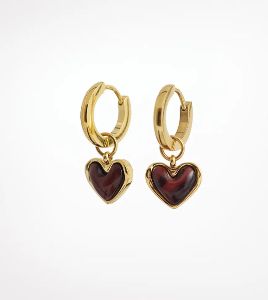  Abbott Lyon Pendientes De Aro Pequeños Dorados Con Charm De Ojo De Tigre En Forma De Corazón De Inoxidable Chapado En Oro De 19 Quilates De Abbott Lyon 