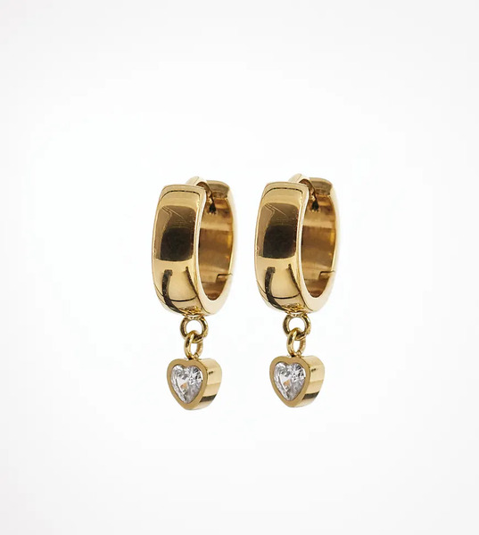  Abbott Lyon Pendientes De Aro Pequeños Dorados Con Charms De Corazón Pequeños De Cristal De Acero Inoxidable Chapados En Oro De 18 Quilates De Abbott Lyon 