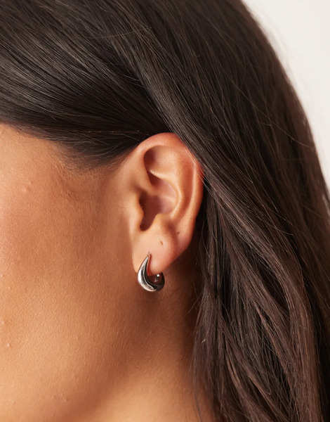  Abbott Lyon Pendientes De Aro Pequeños Plateados Con Diseño Efecto Fundido De Acero Inoxidable Resistente Al Agua De Abbott Lyon 