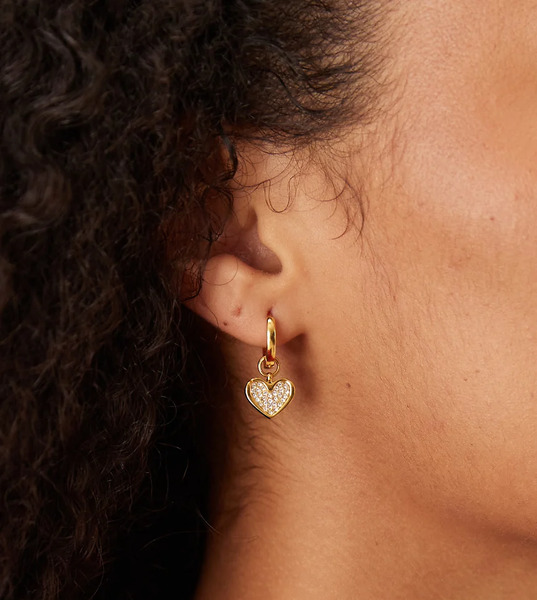  Abbott Lyon Pendientes Largos De Acero Inoxidable Chapados En Oro De 18 Quilates Con Corazón Con Cristales Incrustados De Abbott Lyon-dorado 
