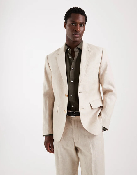  Abercrombie & Fitch Americana Beis De Corte Slim Con Botonadura Simple De Mezcla De Lino De Abercrombie & Fitch (parte De Un Conjunto)-neutro 