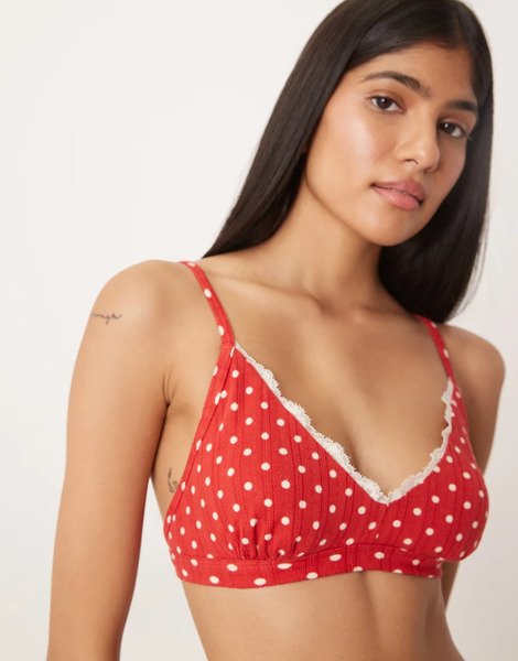  Abercrombie & Fitch Bralette Rojo Con Estampado De Lunares De Punto Pointelle De Abercrombie & Fitch (parte De Un Conjunto) 