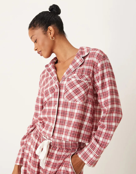  Abercrombie & Fitch Camisa De Pijama Corta A Cuadros Escoceses Rojos Y Verdes De Abercrombie & Fitch (parte De Un Conjunto) 