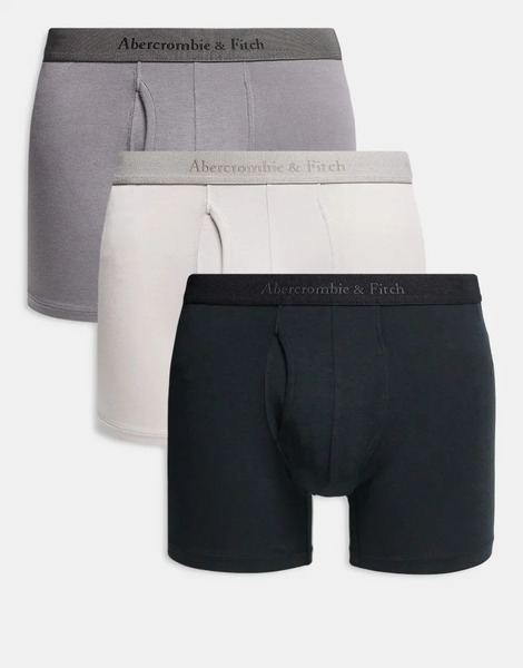  Abercrombie & Fitch Pack De 3 Calzoncillos Bóxer De Color Beis, Gris Y Negro Con Cinturillas En El Mismo Tono De Abercrombie & Fitch 