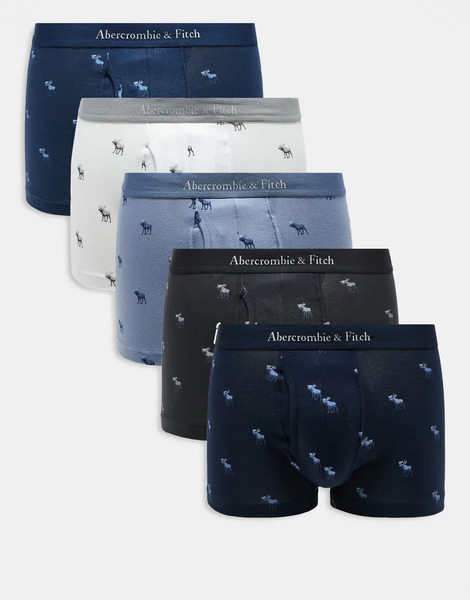  Abercrombie & Fitch Pack De 5 Calzoncillos De Colores Azules Con Estampado Integral Y Logo En La Cinturilla De Abercrombie & Fitch 