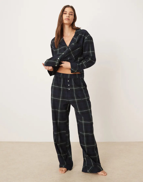  Abercrombie & Fitch Pantalones De Pijama Negros A Cuadros Escoceses Estilo Bóxer De Talle Alto De Franela De Abercrombie & Fitch (parte De Un Conjunto) 