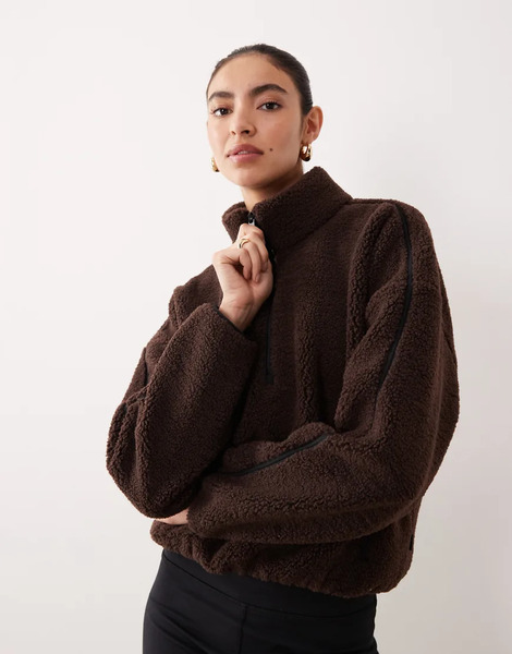  Abercrombie & Fitch Polar Marrón Con Cuello Alto Y Cremallera Corta De Felpa Tipo Peluche Ypb De Abercrombie & Fitch-brown 