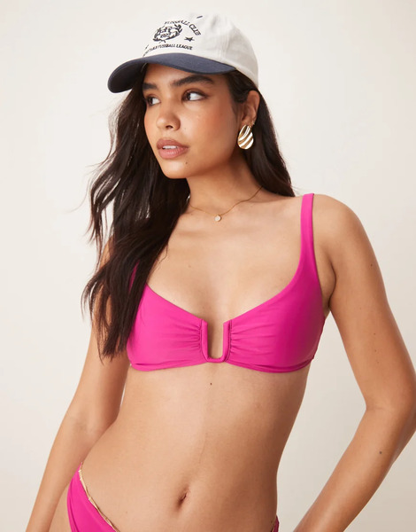  Abercrombie & Fitch Top De Bikini Color Frambuesa Anudado En La Espalda Con Aro En Forma De Pico En El Escote De Abercrombie & Fitch (parte De Un Conjunto)-rosa 