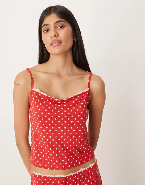  Abercrombie & Fitch Top De Pijama Rojo De Tirantes Con Estampado De Lunares De Punto Pointelle De Abercrombie & Fitch (parte De Un Conjunto) 