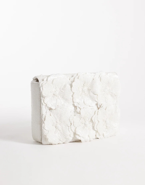  Accessorize Bolso Clutch Blanco Plegado Con Detalle De Flor Tridimensional De Accessorize 