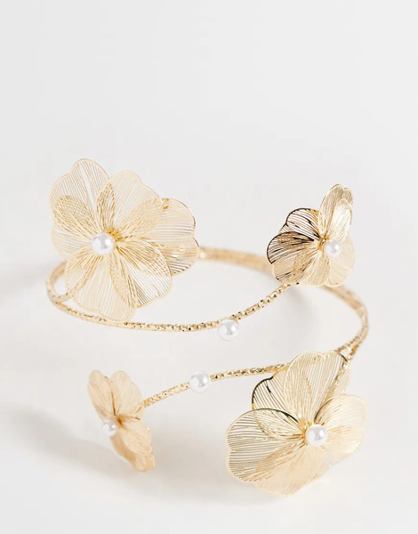  Accessorize Brazalete Dorado Con Flor De Filigrana De Accessorize 