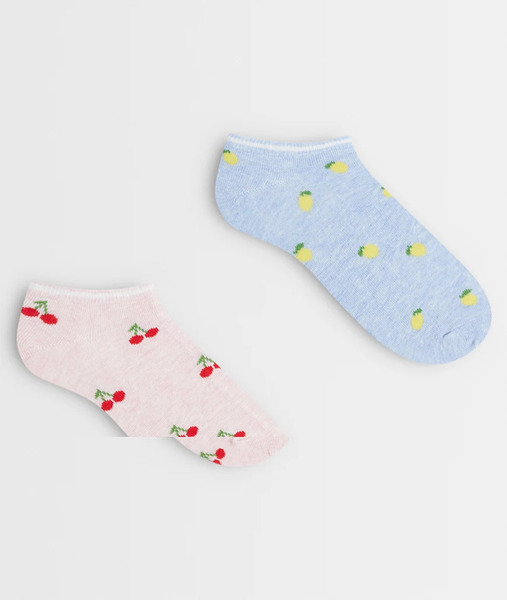  Accessorize Pack De 2 Pares De Calcetines Para Zapatillas De Deporte Con Estampados De Frutas Veraniegas De Accessorize-multicolor 