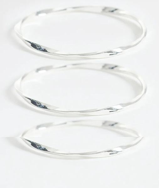  Accessorize Pack De 3 Pulseras Plateadas Texturizadas De Accessorize-plateado 