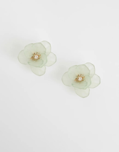  Accessorize Pendientes Verde Claro Con Diseño De Flor Escarchada De Accessorize 