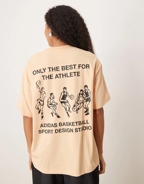  Adidas Originals Camiseta Color Melocotón Con Estampado Gráfico De Baloncesto En La Espalda De Adidas Originals-naranja 