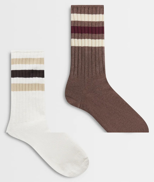  Adidas Originals Pack De 2 Pares De Calcetines De Color Blanco Hueso Y Caqui De Canalé De Adidas Originals-multicolor 