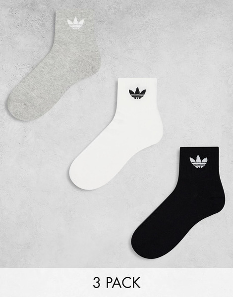  Adidas Originals Pack De 6 Pares De Calcetines Tobilleros De Color Negro, Gris Y Blanco De Caña Media De Adidas Originals-multicolor 