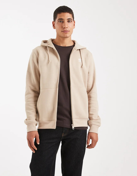  Adidas Originals Sudadera Color Piedra Caqui Básica Con Capucha Y Cremallera Trefoil Essentials De Adidas Originals-neutro 