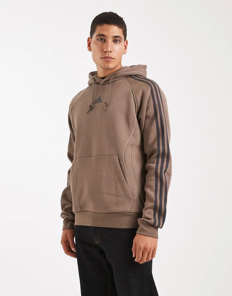  Adidas Originals Sudadera Marrón Blanqueado Con Capucha Y Detalles De Líneas Adicolor Teamgeist De Adidas Originals-brown 