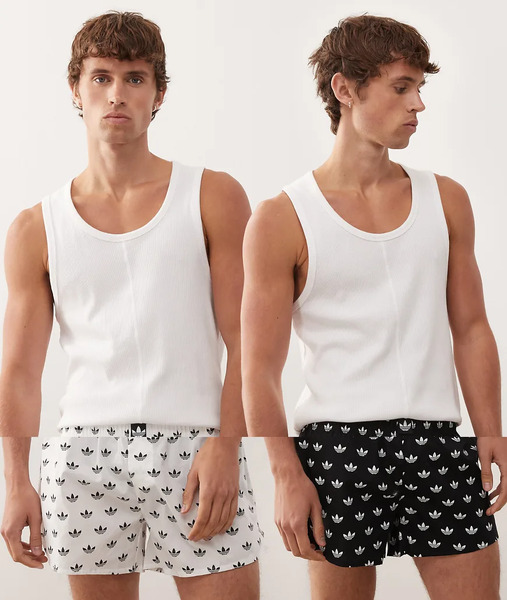  Adidas Pack De 2 Pantalones Cortos De Estilo Bóxer Con Estampado Monocromático Del Logo De Algodón Comfort Core De Adidas Originals-multicolor 