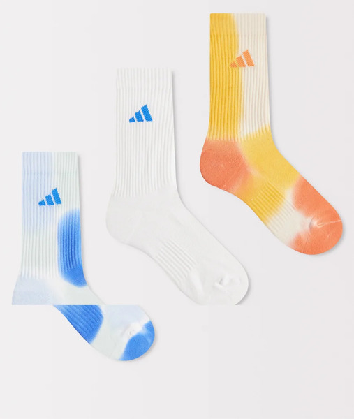  Adidas Performance Pack De 3 Pares De Calcetines De Color Azul, Blanco Y Naranja De Caña Alta Con Estampado Tie Dye De Adidas Training-multicolor 