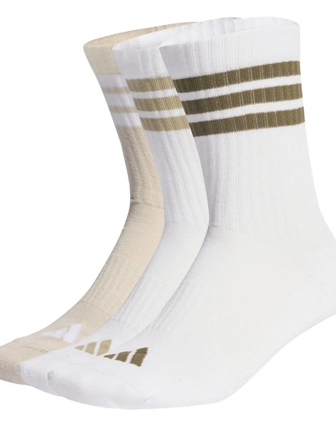  Adidas Performance Pack De 3 Pares De Calcetines Deportivos De Color Blanco, Beis Y Verde Oliva Con 3 Rayas Cushioned Sportswear De Adidas Performance 