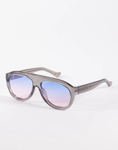  A.kjaerbede Gafas De Sol Grises Transparentes De Estilo Aviador Envolvente Extragrande Con Lentes Degradadas Rio De A.kjaerbede 