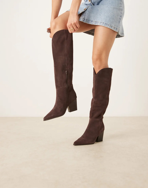 Aldo Botas Por La Rodilla Marrón Chocolate De Pernera Ancha Con Detalle Estilo Wéstern De Ante Kaely De Aldo 