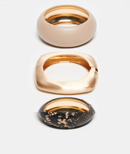  Aldo Pack De 3 Pulseras Rígidas Doradas Con Diseños Efecto Piel De Serpiente De Poliuretano Nolita De Aldo-multicolor 
