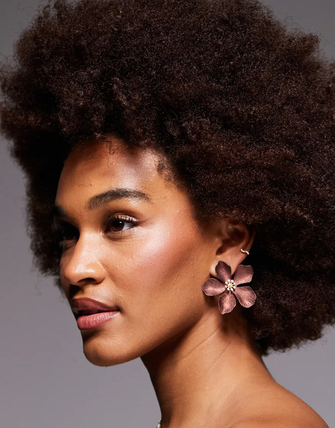 Aldo Pendientes Marrones Con Diseño Floral Maflorra De Aldo-brown 