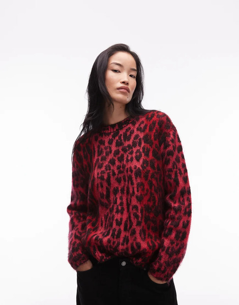  Allsaints Jersey Rojo Con Estampado De Leopardo De Allsaints 