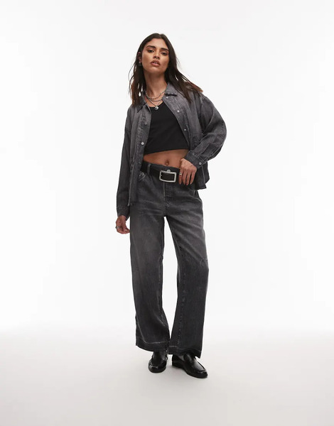  Allsaints Pantalones Negros De Tejido Efecto Denim Tyler De Allsaints 