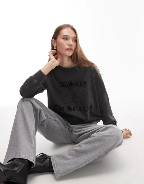  Allsaints Sudadera Negro Lavado Novus Pippa De Allsaints 