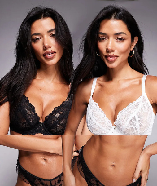  Ann Summers Pack De 2 Sujetadores De Copas Grandes De Color Negro Y Blanco Escotados Sin Relleno Sexy Lace De Ann Summers 